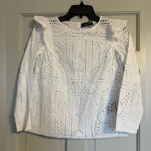 The Kooples White Eyelet ruffle Blouse size 0